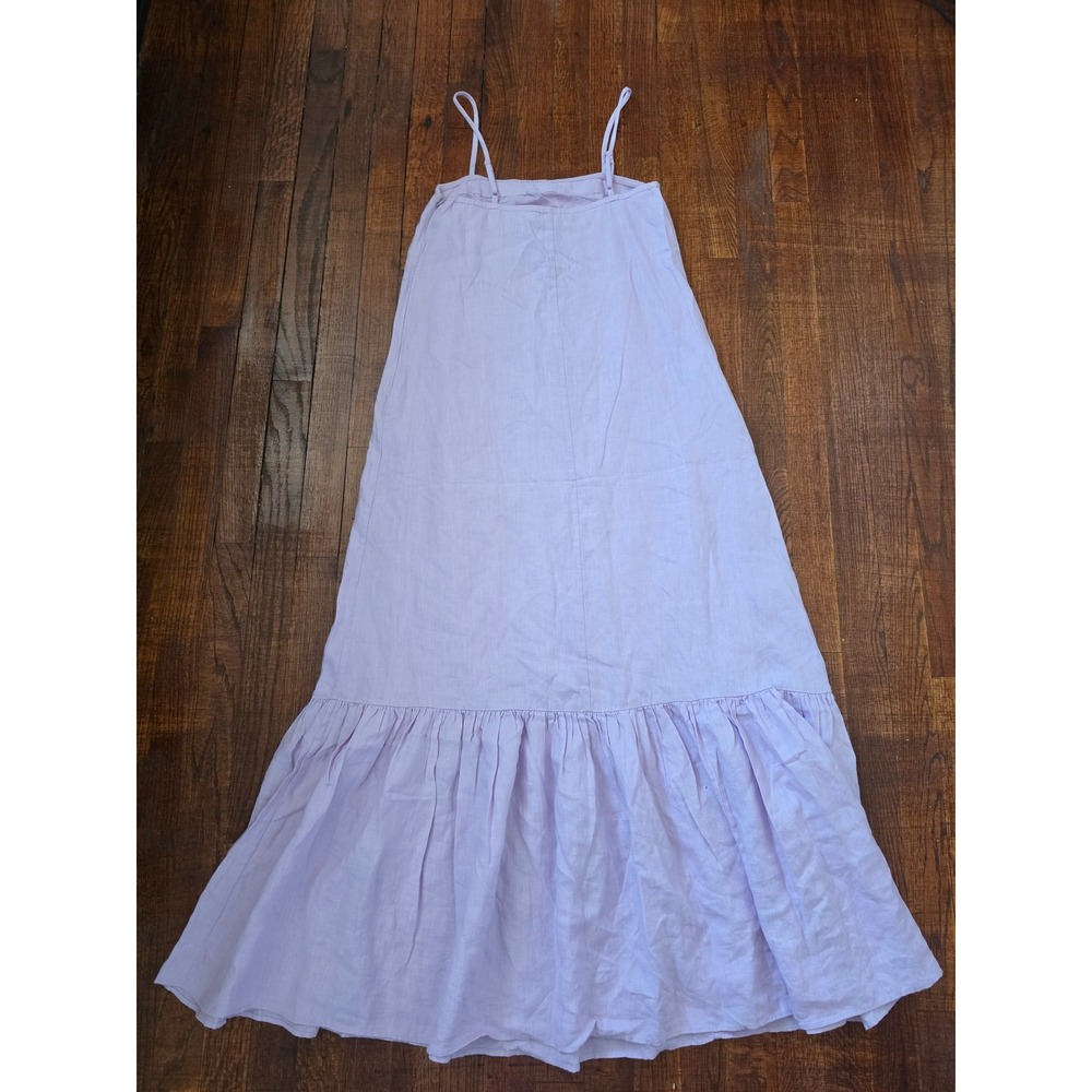 &Other Stories Lavander Cotton Rouche Boho Chic Resort Cottage Maxi Dress sz 4 - Picture 5 of 9
